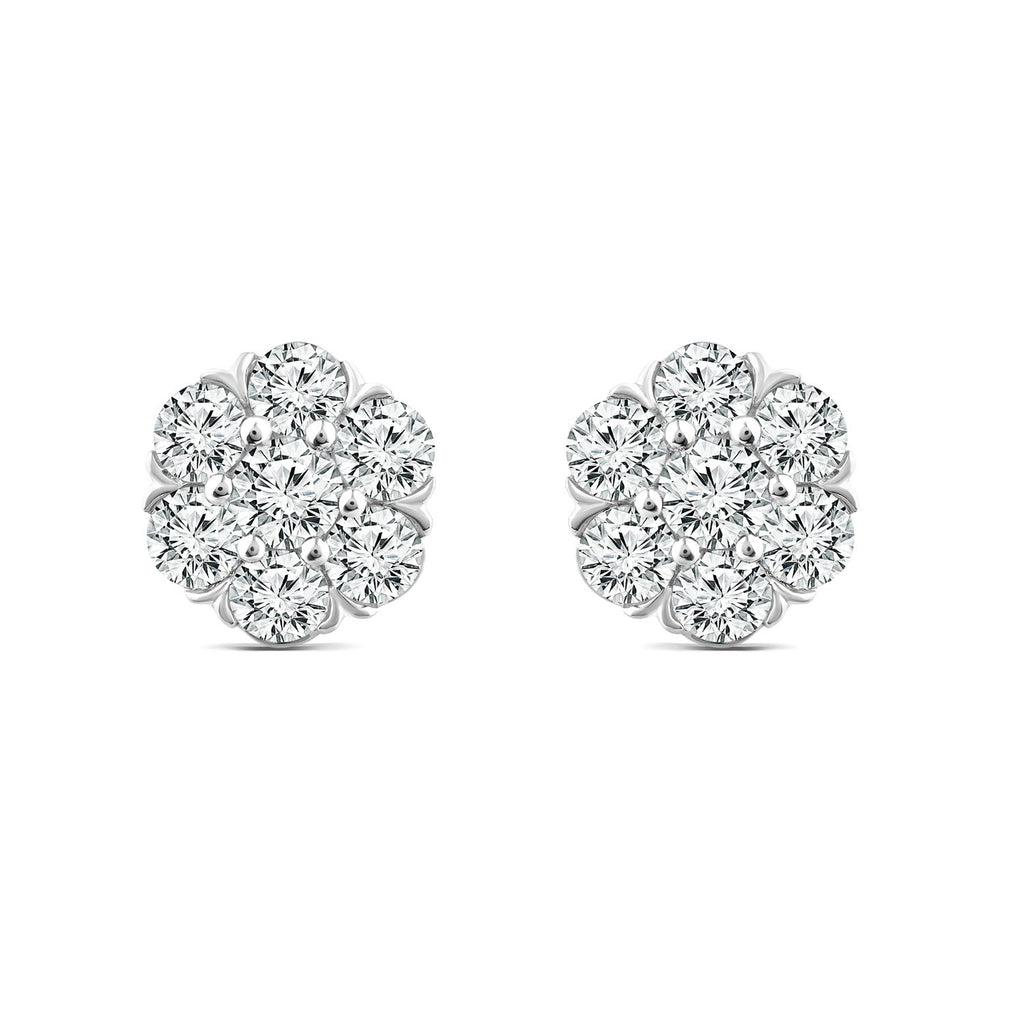 2.00ct Lab Grown Diamond Cluster Stud Earrings in 18K White Gold - Penelope Kate