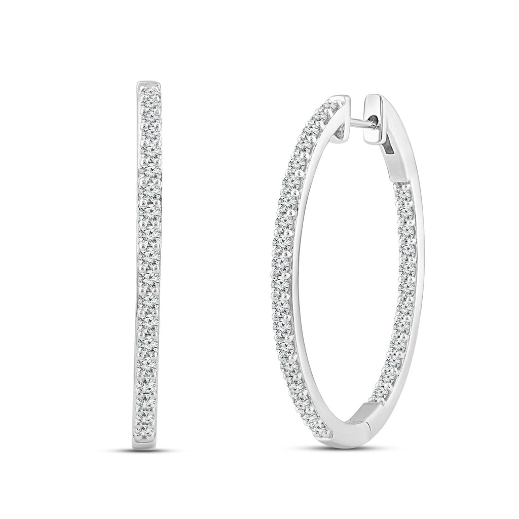 2.00ct Lab Grown Diamond Hoop Earrings in 18K White Gold - Penelope Kate