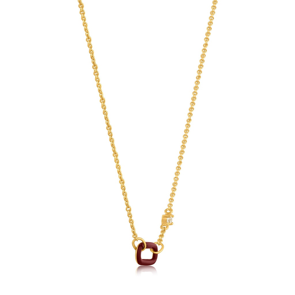 Ania Haie Claret Red Enamel Gold Link Necklace - Penelope Kate