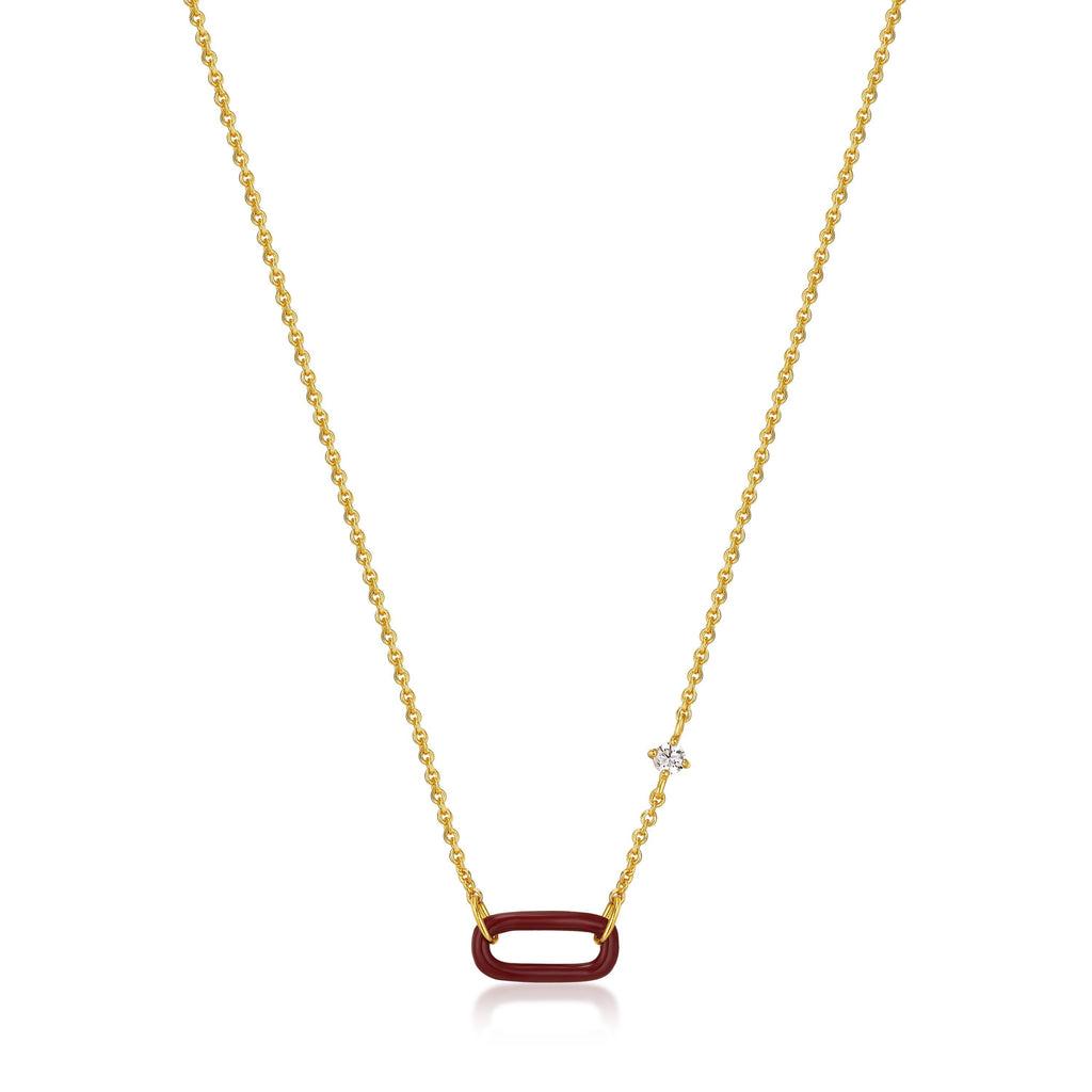 Ania Haie Claret Red Enamel Gold Link Necklace - Penelope Kate