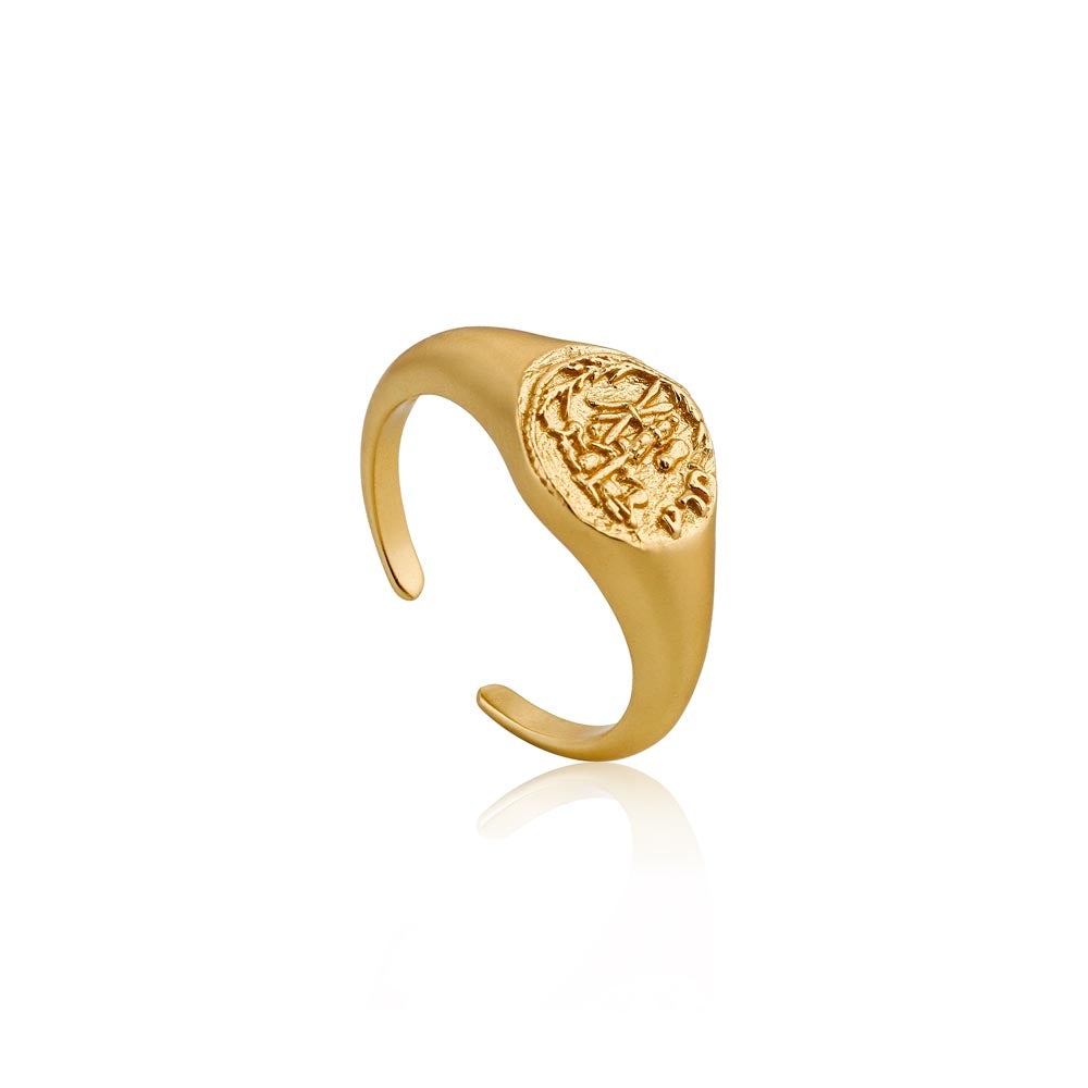 Ania Haie Emblem Adjustable Signet Ring - Gold - Penelope Kate