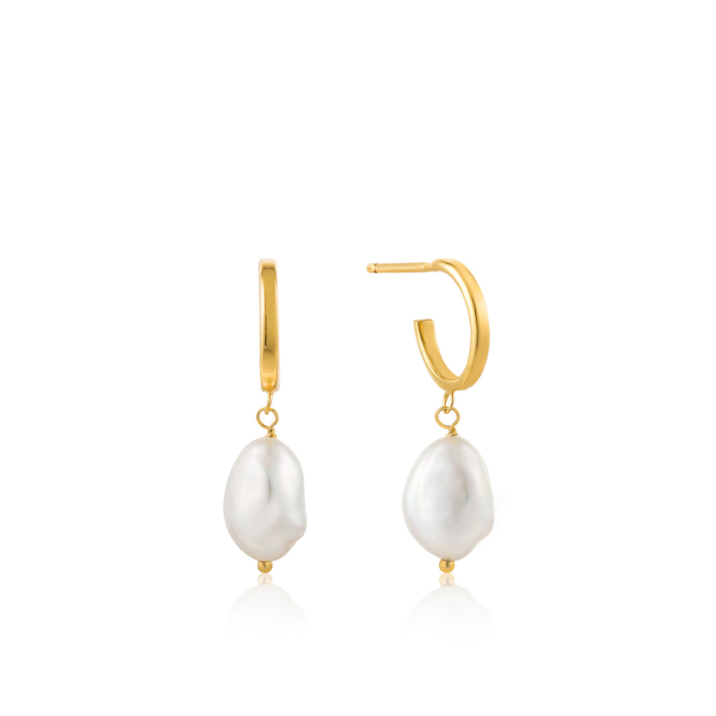 Ania Haie Pearl Mini Hoop Earrings Gold - Penelope Kate