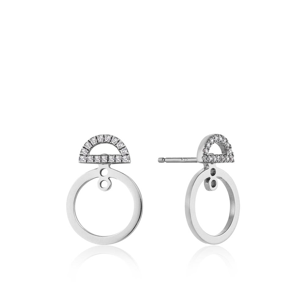 Ania Haie Shimmer Pave Hoop Ear Jackets - Silver - Penelope Kate