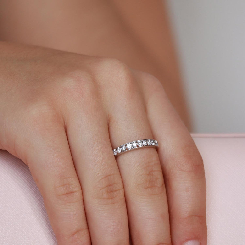 Band Ring with 0.50ct Diamond in 9K White Gold - Penelope Kate