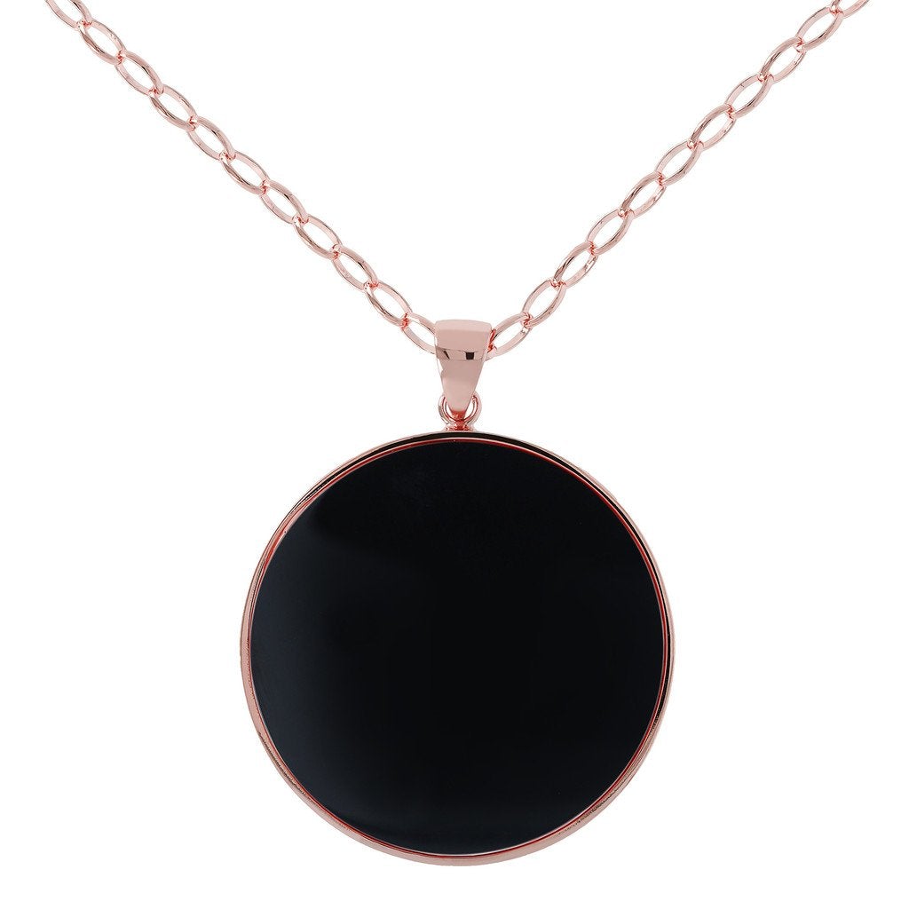 Bronzallure Black Onyx Big Disc Necklace - Penelope Kate