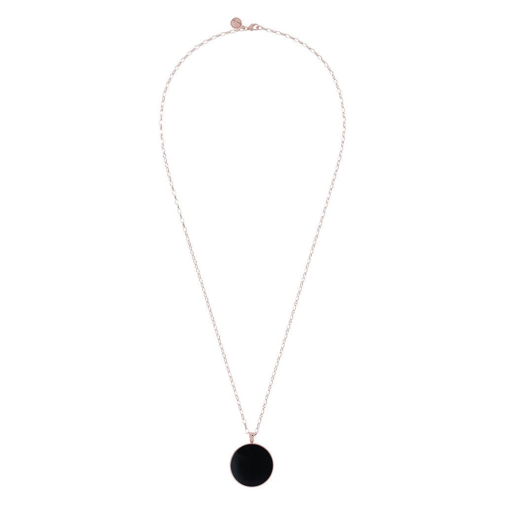 Bronzallure Black Onyx Big Disc Necklace - Penelope Kate