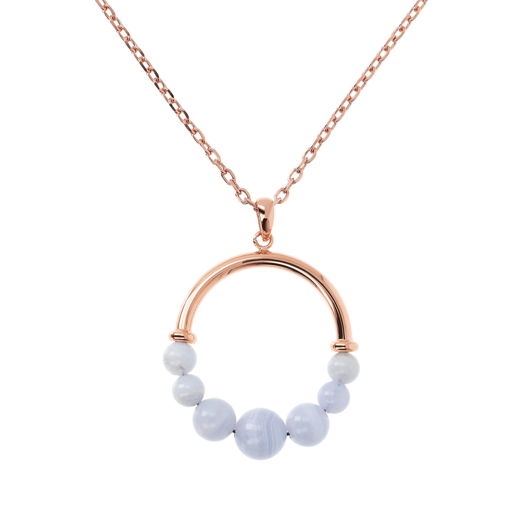 Bronzallure Circle Pendant Necklace with Natural Stone Beads - Penelope Kate