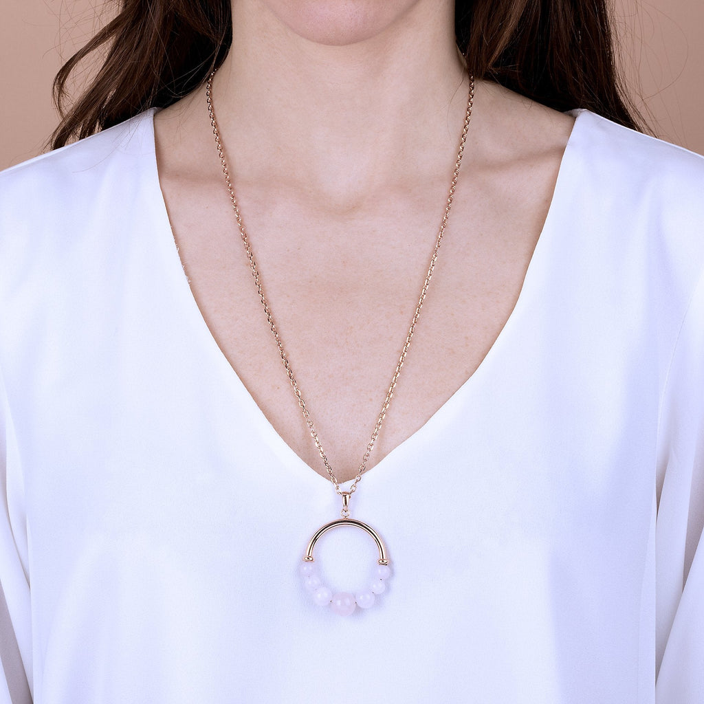 Bronzallure Circle Pendant Necklace with Natural Stone Beads - Penelope Kate