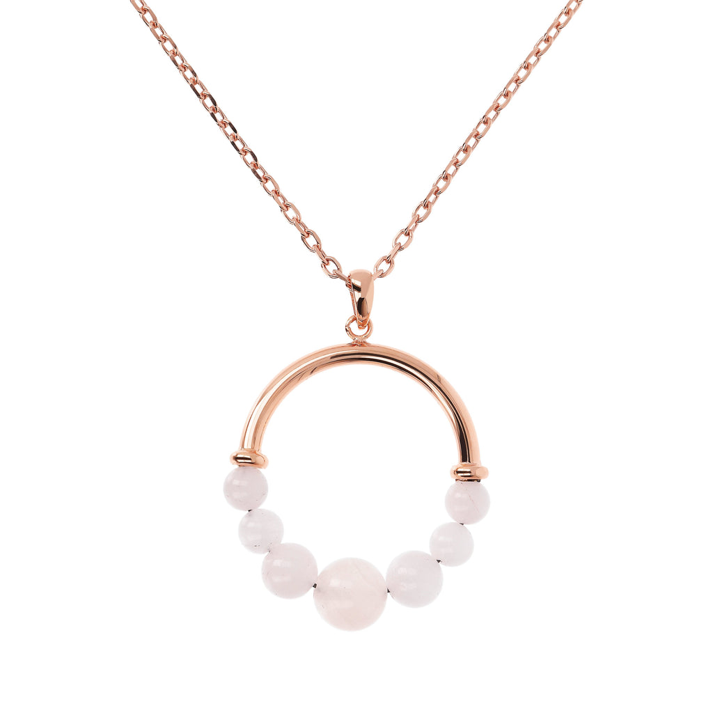 Bronzallure Circle Pendant Necklace with Natural Stone Beads - Penelope Kate