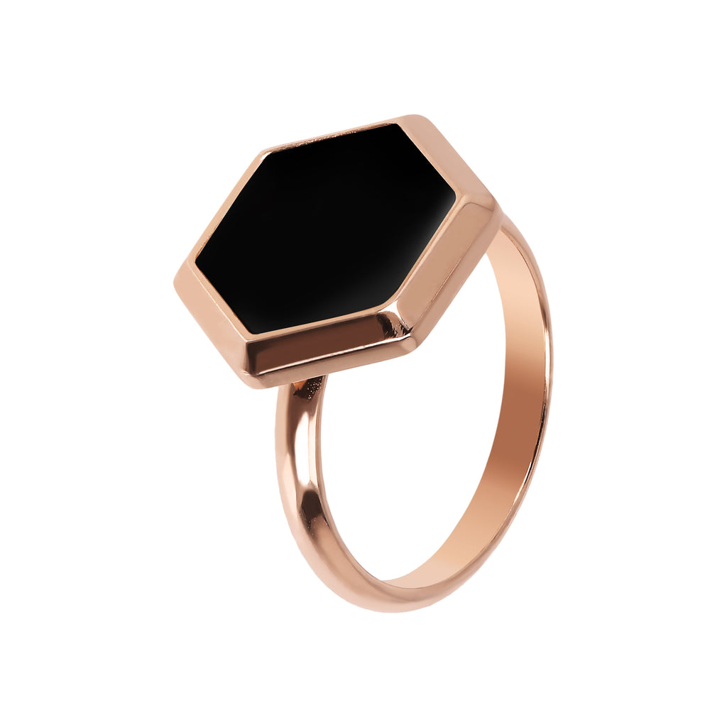 Bronzallure Hexagonal Flat Stone Ring - Penelope Kate