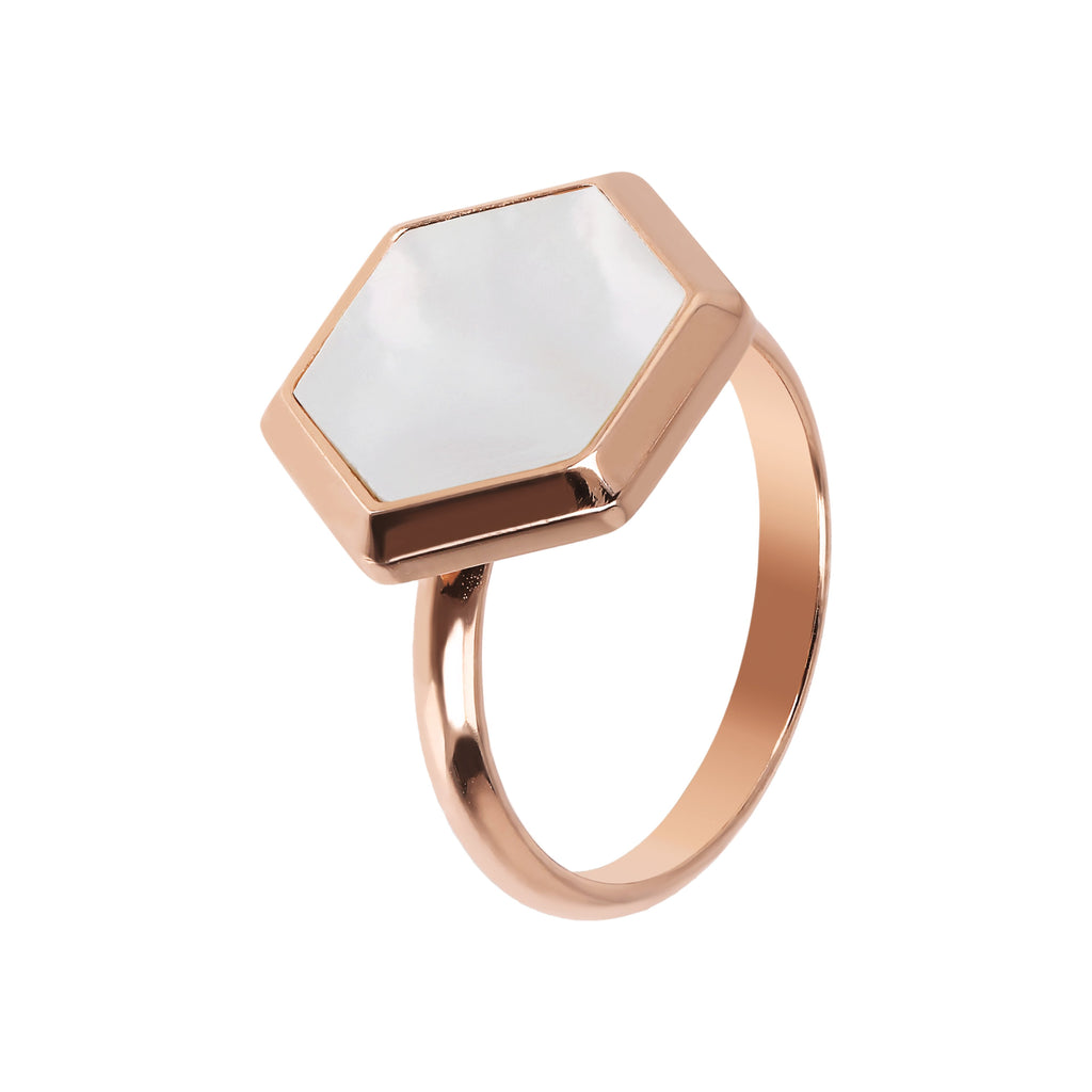 Bronzallure Hexagonal Flat Stone Ring - Penelope Kate