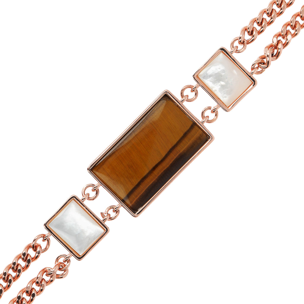 Bronzallure Rectangular Inserts in Natural Stone and Mother of Pearl Bracelet - Penelope Kate