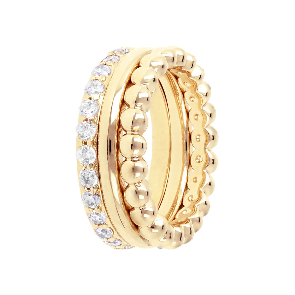 Bronzallure Set of Three Golden Rings with Cubic Zirconia - Penelope Kate