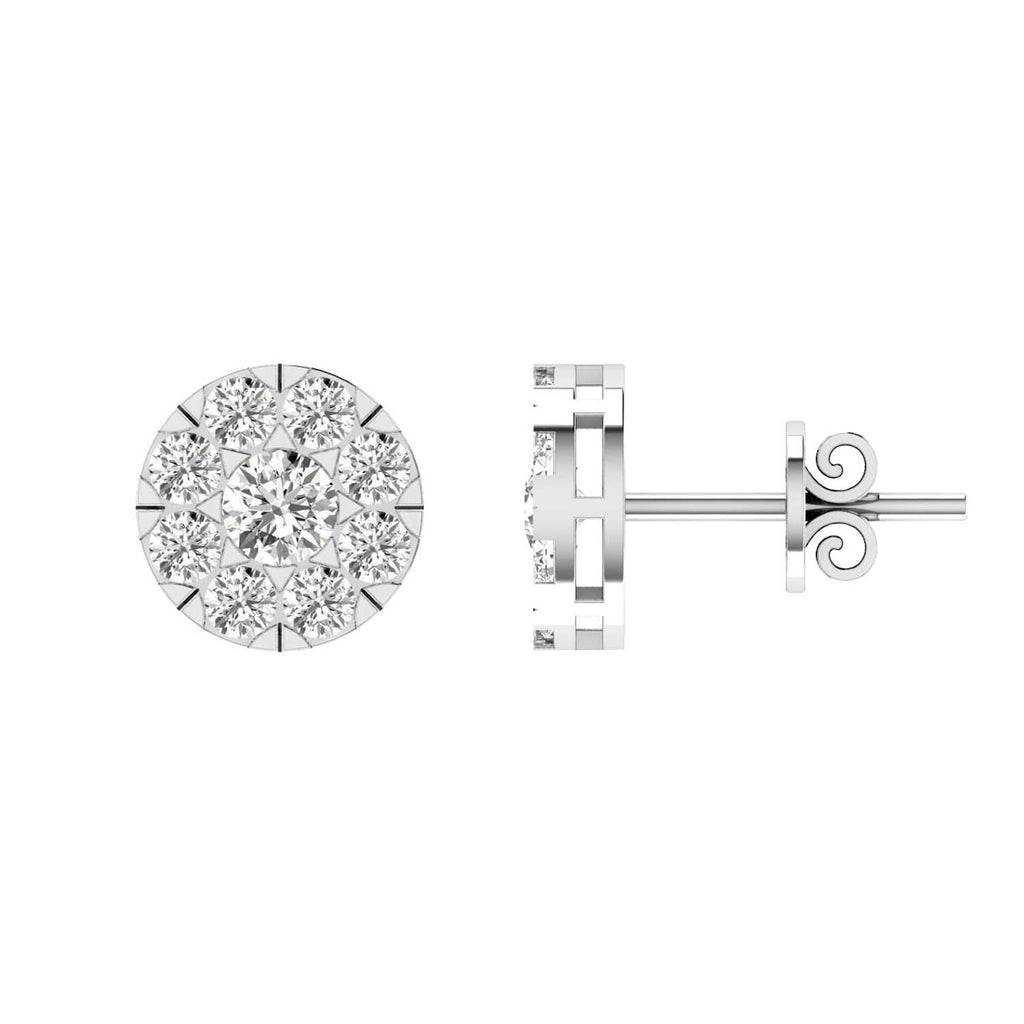 Cluster Diamond Stud Earrings with 0.15ct Diamonds in 9K White Gold - 9WECLUS15GH - Penelope Kate