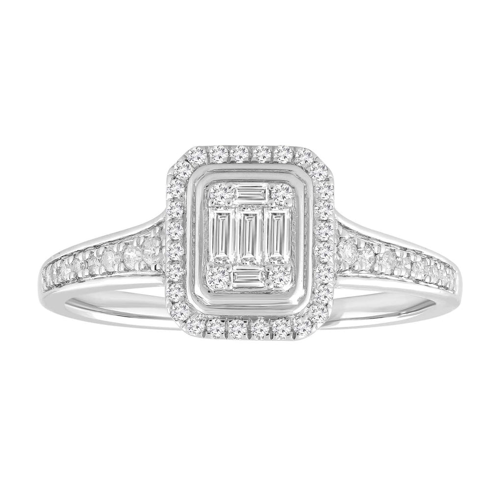 Cluster Ring with 0.33ct Diamond in 9K White Gold - Penelope Kate