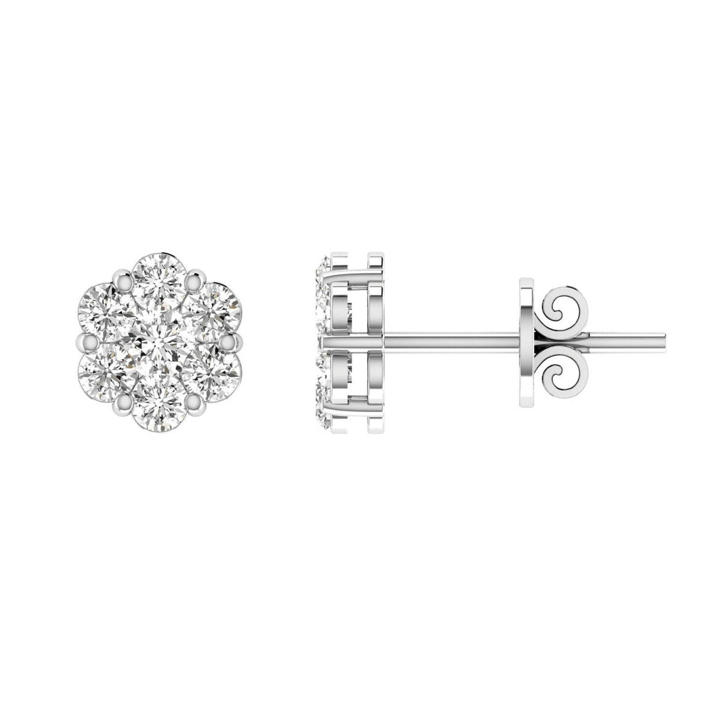 Cluster Stud Diamond Earrings with 0.10ct Diamonds in 9K White Gold - RJ9WECLUS10GH - Penelope Kate