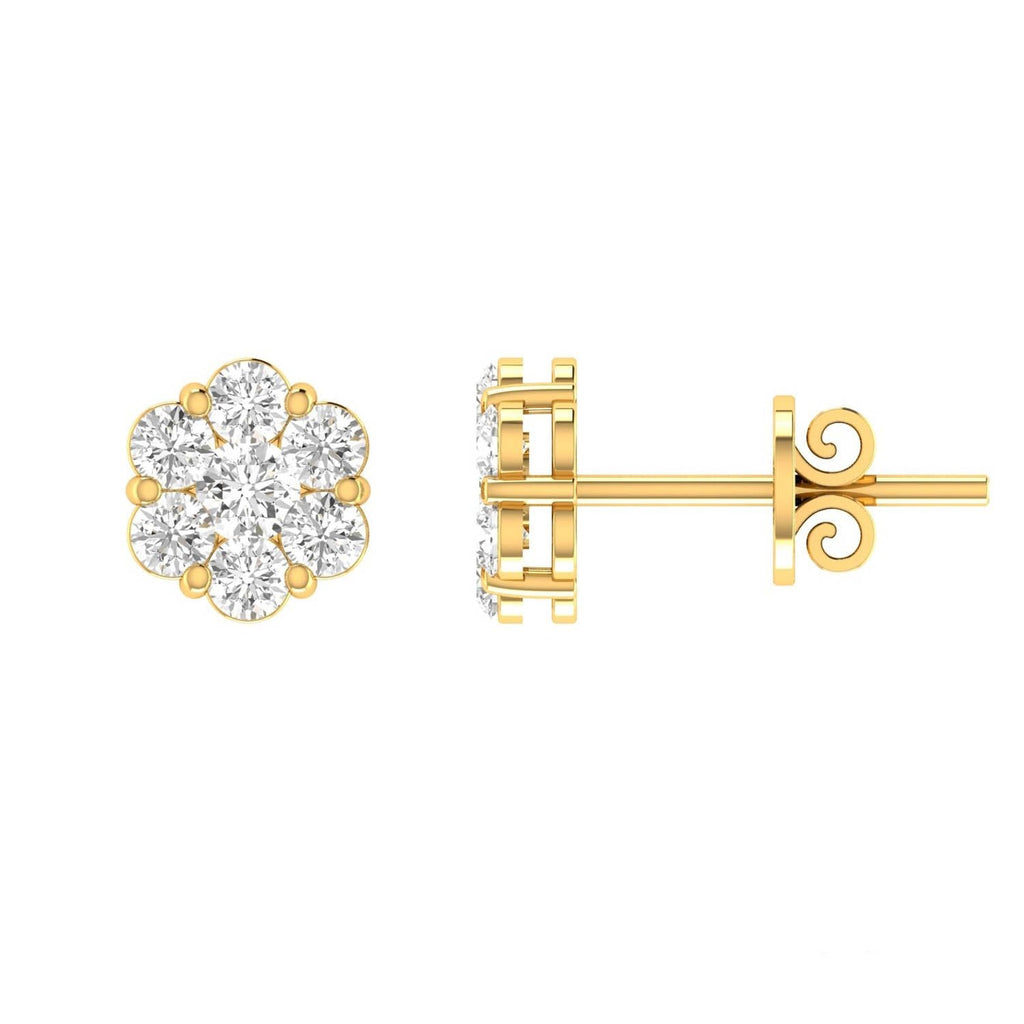 Cluster Stud Diamond Earrings with 0.50ct Diamonds in 9K Yellow Gold - RJ9YECLUS50GH - Penelope Kate