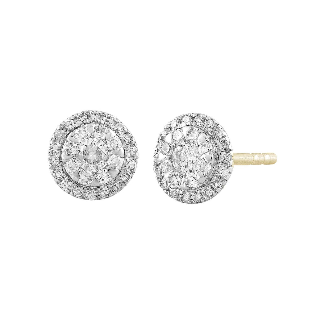 Cluster Stud Earrings with 0.25ct Diamond in 9K Yellow Gold - Penelope Kate