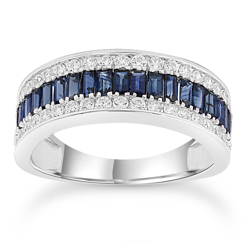 Diamond and Sapphire Ring with 0.50ct Diamonds in 9K White Gold - Penelope Kate