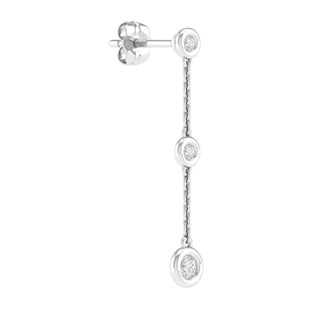 Diamond Chain Earrings with 0.25ct Diamonds in 9K White Gold - Penelope Kate