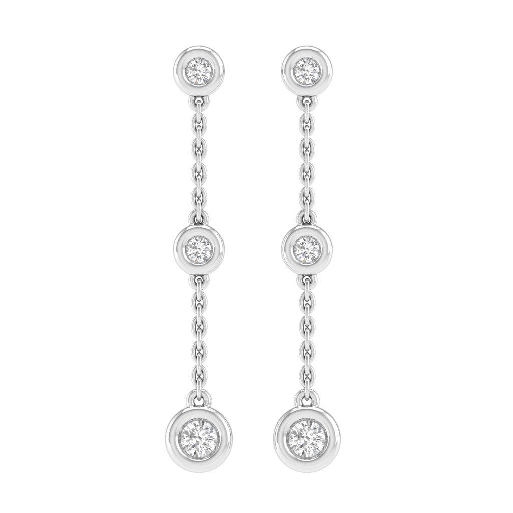 Diamond Chain Earrings with 0.25ct Diamonds in 9K White Gold - Penelope Kate