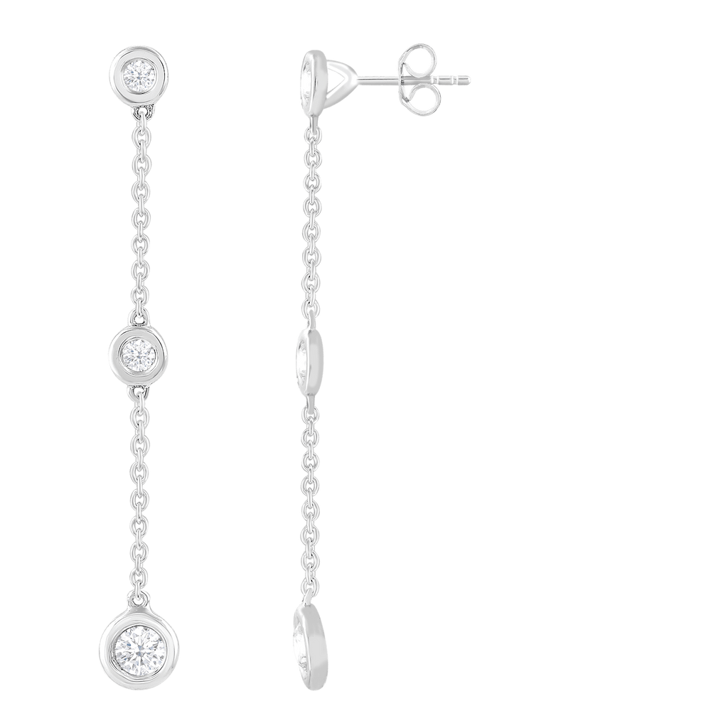 Diamond Chain Earrings with 0.25ct Diamonds in 9K White Gold - Penelope Kate