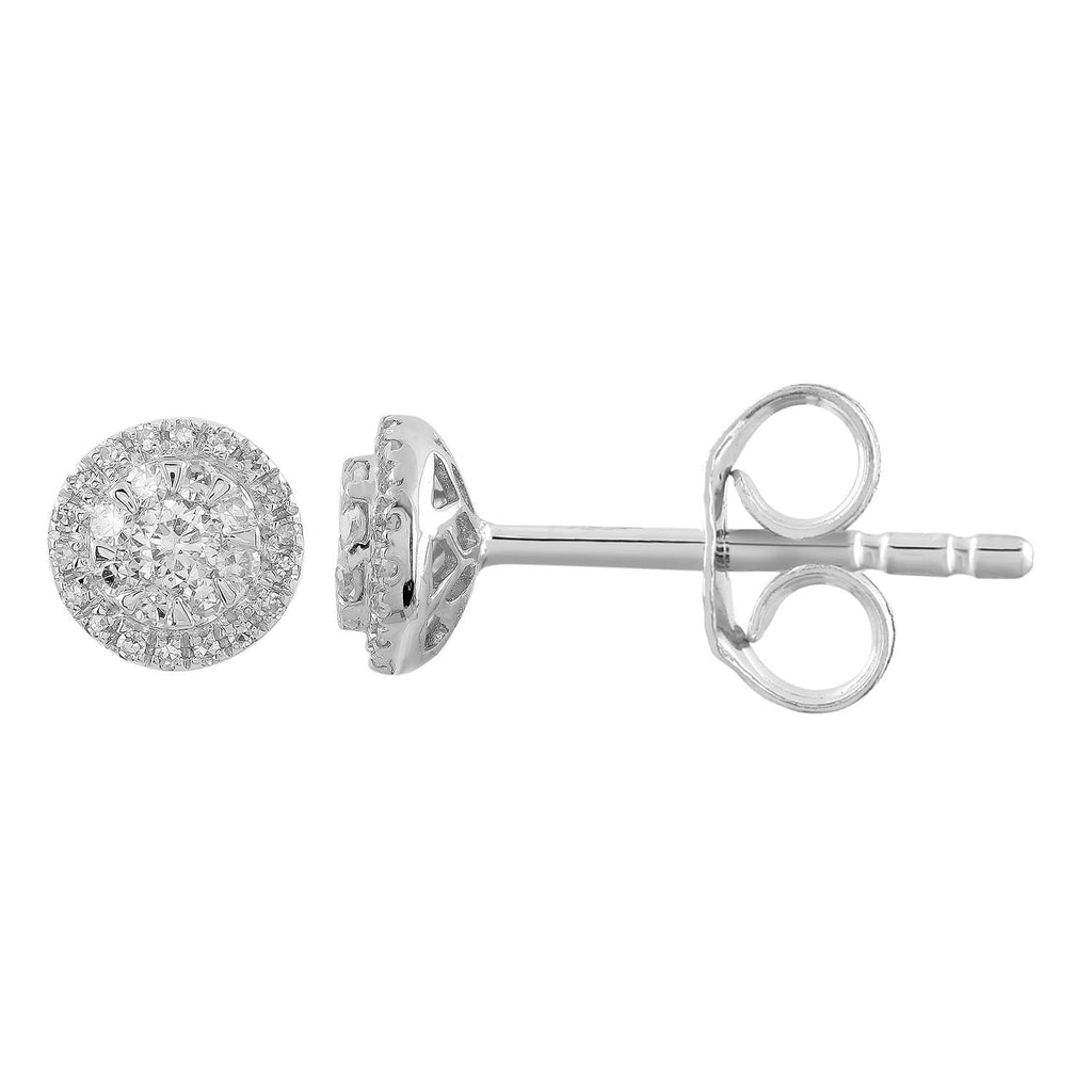 Diamond Cluster Stud Earrings with 0.25ct Diamonds in 18K White Gold - IGE-14519-025-18W - Penelope Kate