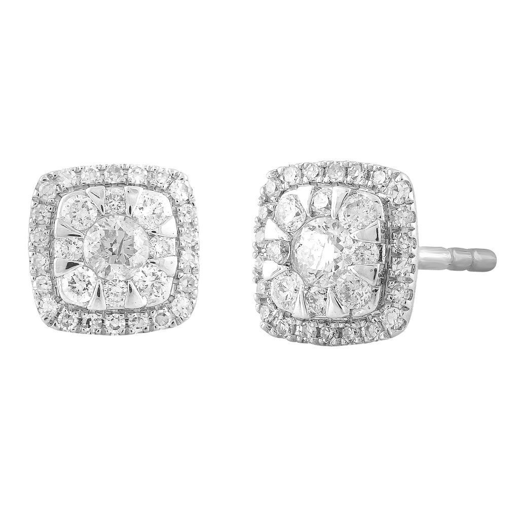 Diamond Cluster Stud Earrings with 0.33ct Diamonds in 18K White Gold - IGE-14530-033-18W - Penelope Kate