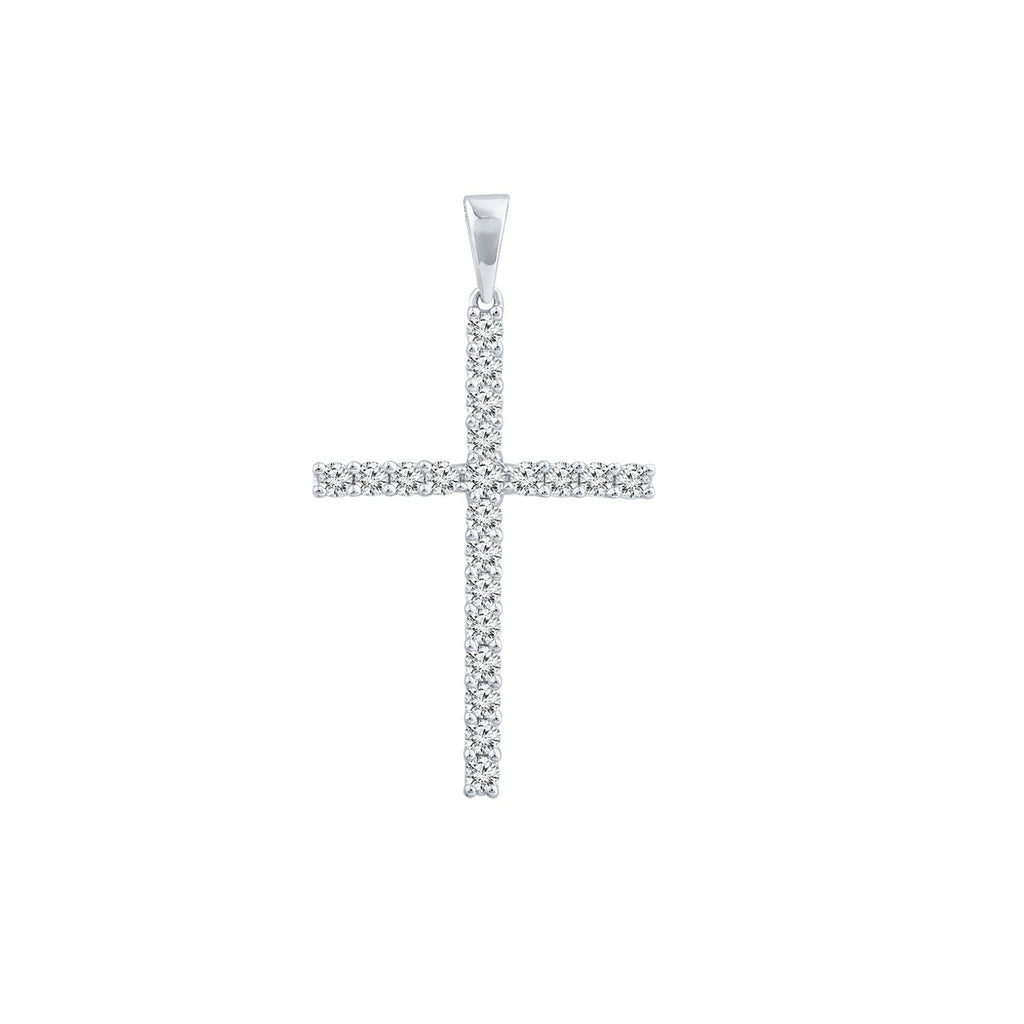 Diamond Cross Pendant with 0.50ct Diamonds in 9K White Gold - PC-0171-W - Penelope Kate