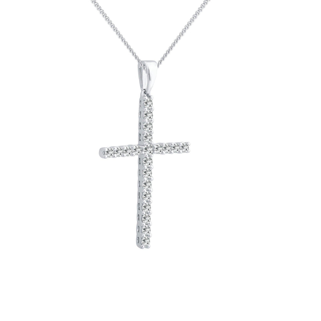 Diamond Cross Pendant with 0.50ct Diamonds in 9K White Gold - PC-0171-W - Penelope Kate