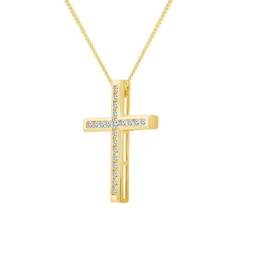 Diamond Cross Pendant with 0.50ct Diamonds in 9K Yellow Gold - PC-0172-Y - Penelope Kate