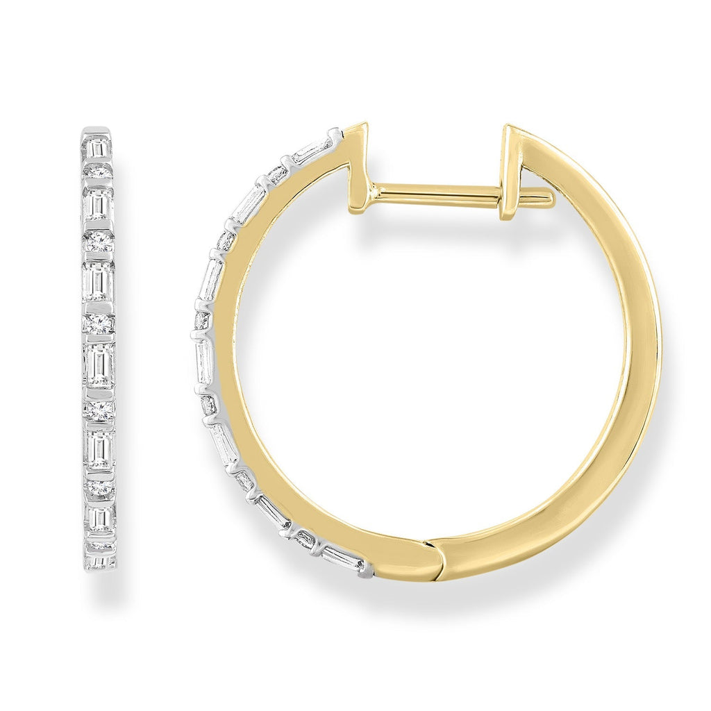 Diamond Hoop Earrings with 0.23ct Diamonds in 9K Yellow Gold - Penelope Kate