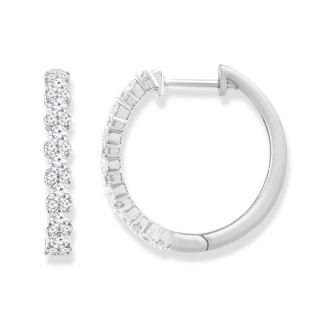 Diamond Hoop Earrings with 0.50ct Diamonds in 9K White Gold - Penelope Kate