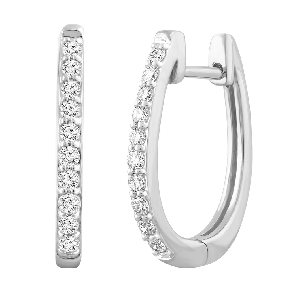 Diamond Huggie Earrings with 0.33ct Diamonds in 18K White Gold - E-14529-033-18W - Penelope Kate