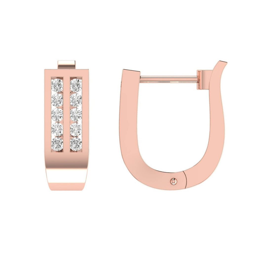 Diamond Huggie Earrings with 0.33ct Diamonds in 9K Rose Gold - D9RHUG33GH - Penelope Kate