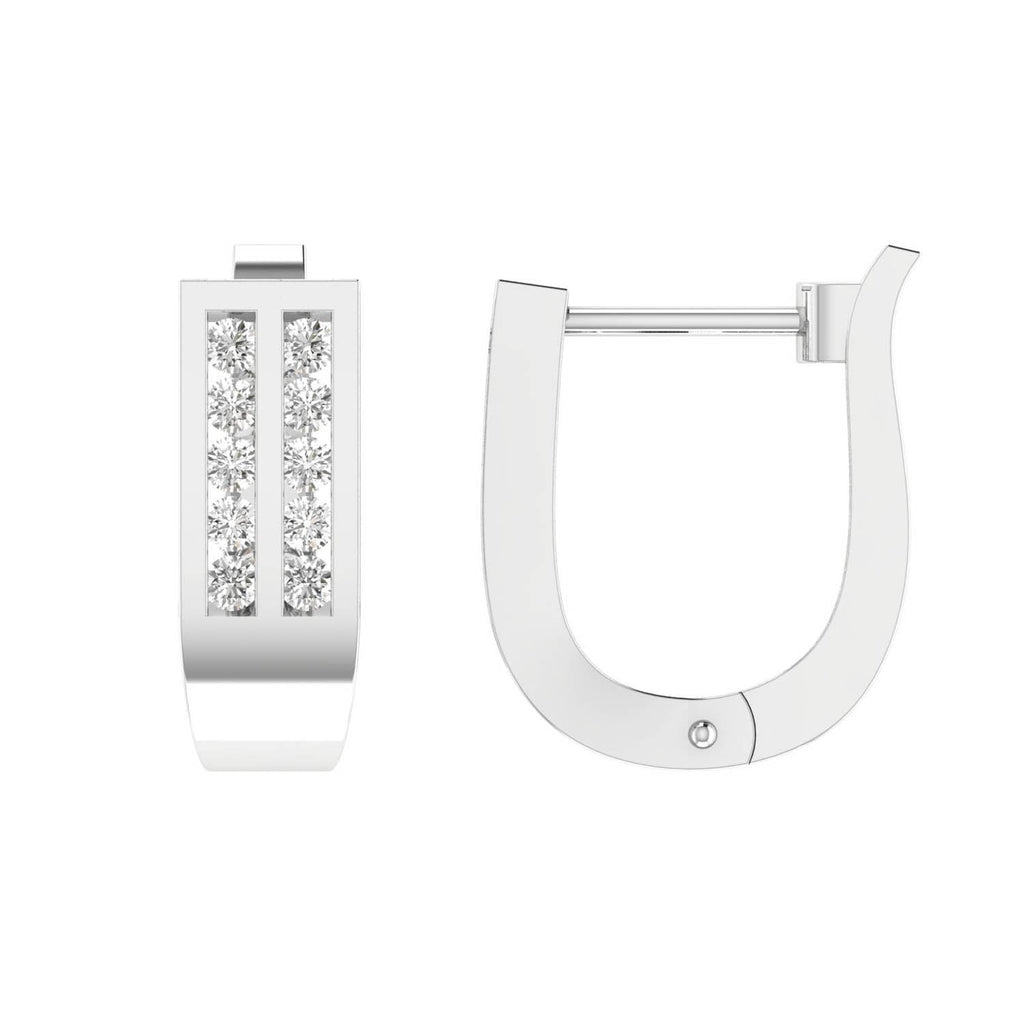 Diamond Huggie Earrings with 0.33ct Diamonds in 9K White Gold - D9WHUG33GH - Penelope Kate