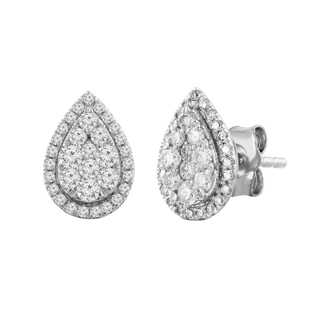 Diamond Pear Stud Earrings with 0.50ct Diamonds in 18K White Gold - IGE-14494-050-18W - Penelope Kate