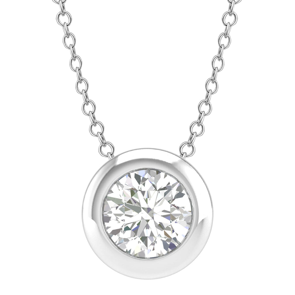 Diamond Round Necklace with 0.20ct Diamonds in 9K White Gold - Penelope Kate