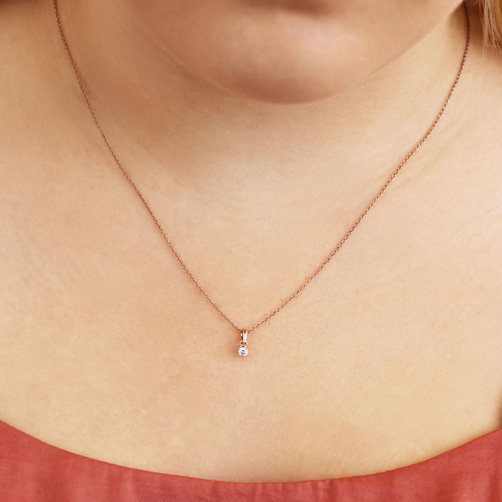 Diamond Solitaire Pendant with 0.08ct Diamonds in 9K Rose Gold - 9RCP08 - Penelope Kate