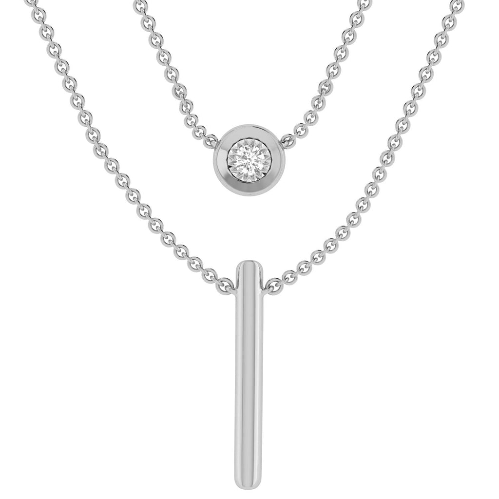 Double layer Necklace with 0.10ct Diamonds in 9K White Gold - Penelope Kate