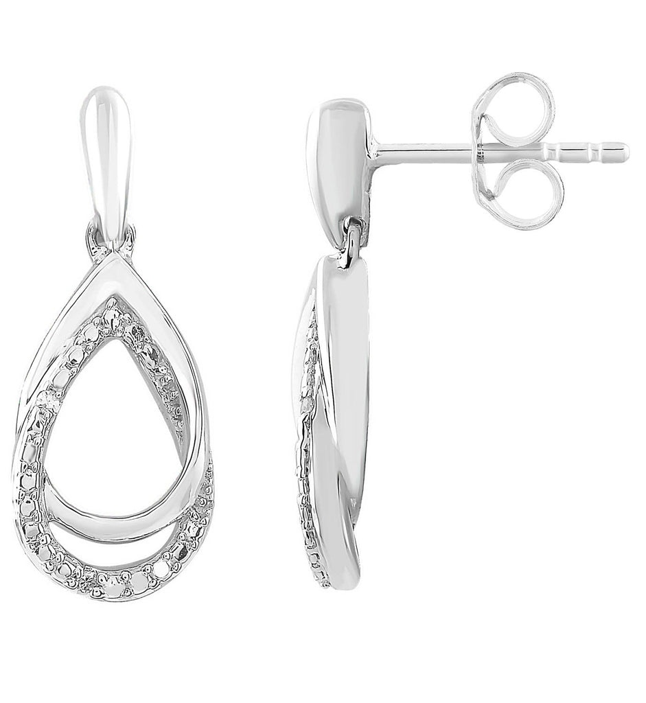 Earrings with 0.01ct Diamonds in 9K White Gold - Penelope Kate