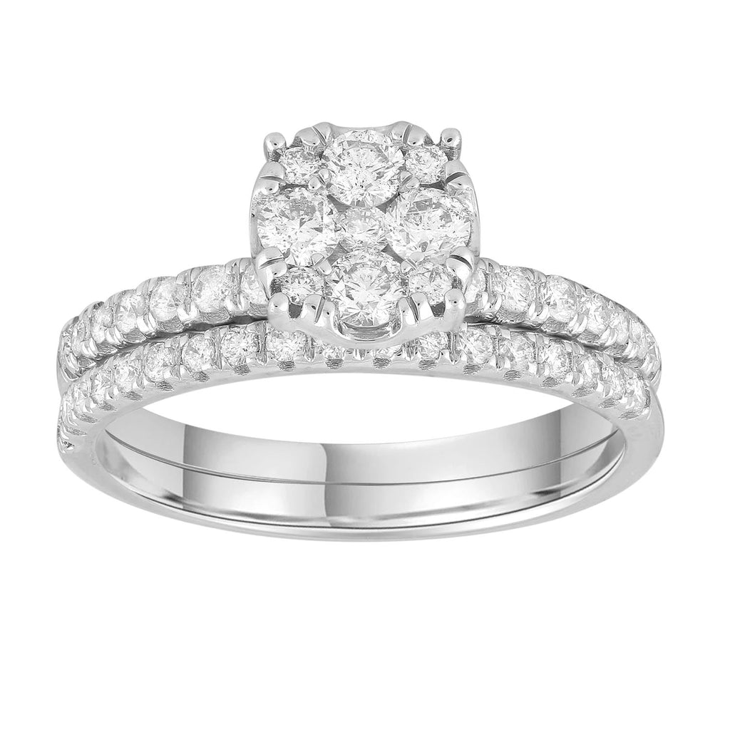 Engagement & Wedding Ring Set with 0.73ct Diamonds in 9K White Gold - Penelope Kate