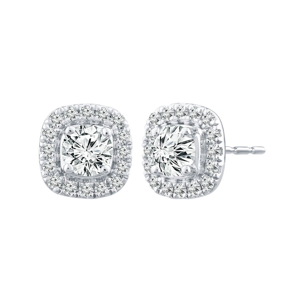 Halo Stud Earrings with 0.25ct Diamonds in 9K White Gold - EF-6177-W - Penelope Kate