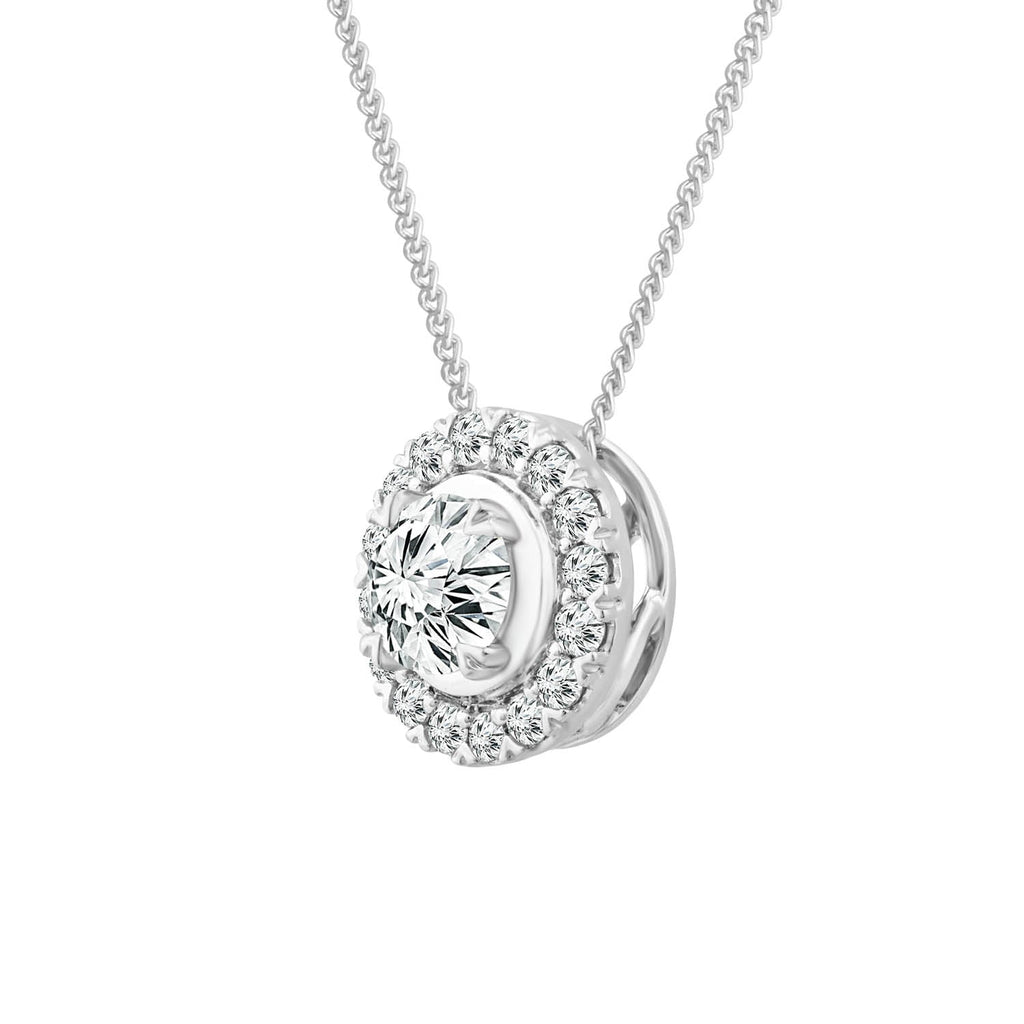 Halo Stud Pendant with 0.33ct Diamonds in 9K White Gold - PF-6140-W - Penelope Kate