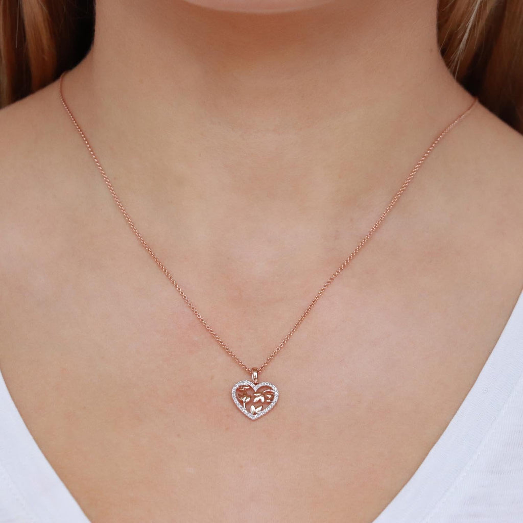 Heart Pendant with 0.12ct Diamonds in 9K Rose Gold - Penelope Kate