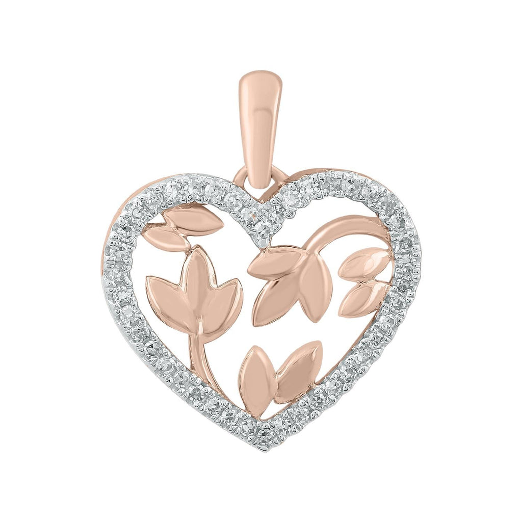 Heart Pendant with 0.12ct Diamonds in 9K Rose Gold - Penelope Kate