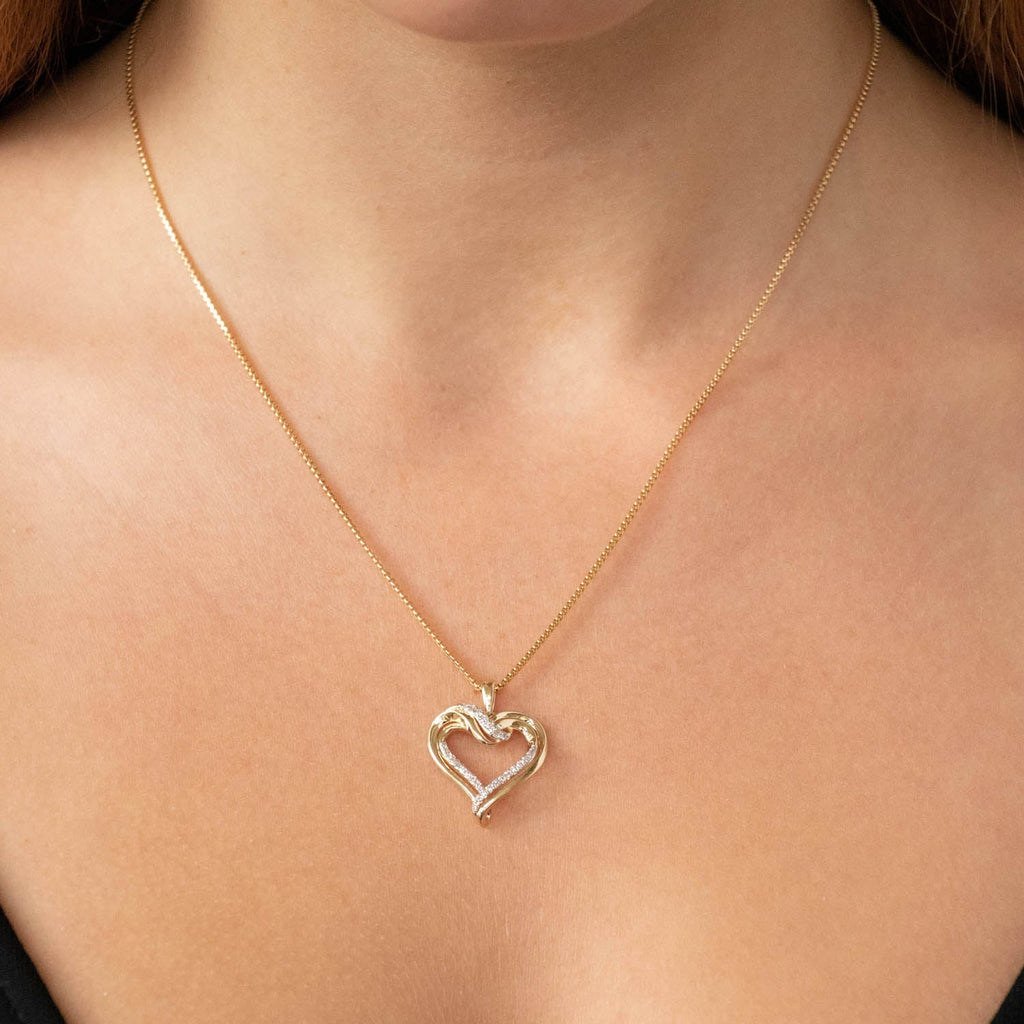 Heart Pendant with 0.15ct Diamond in 9K Yellow Gold - Penelope Kate