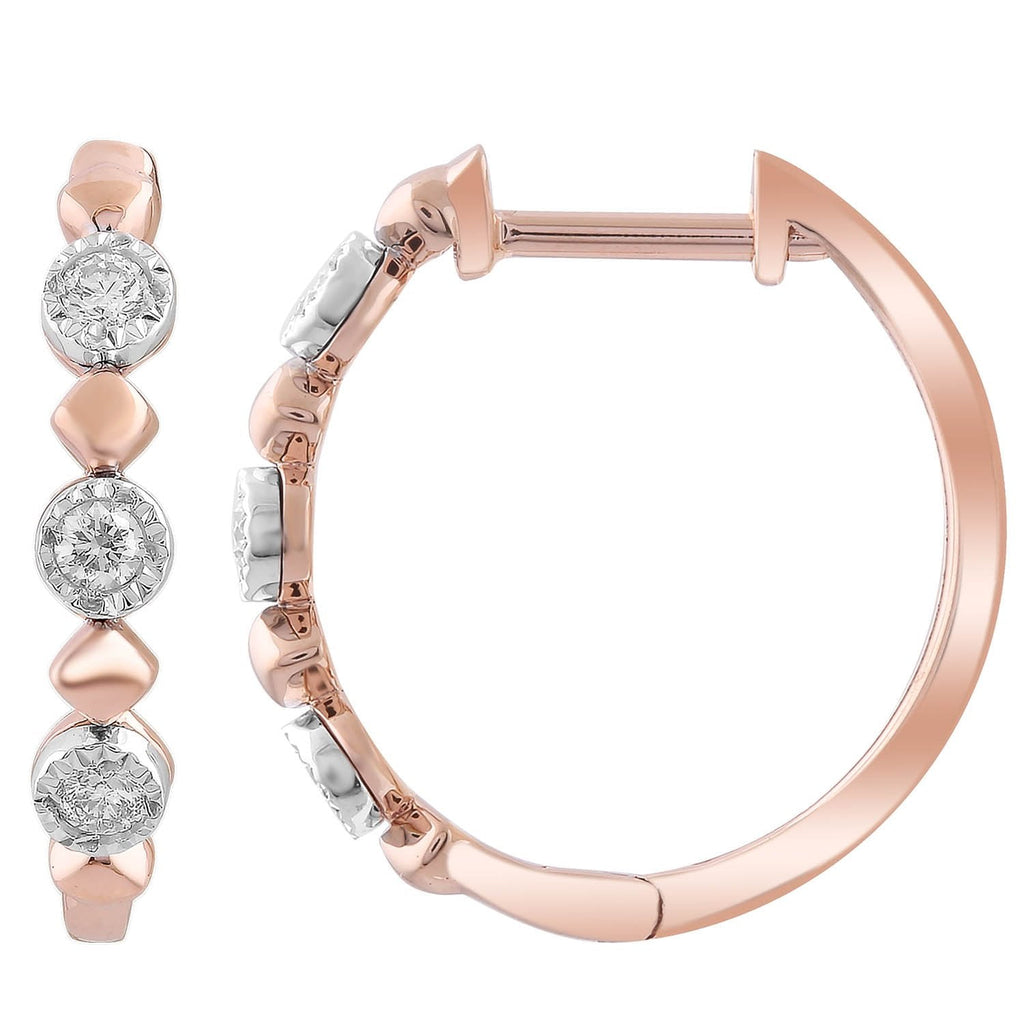 Hoop Earrings with 0.10ct Diamonds in 9K Rose Gold - Penelope Kate