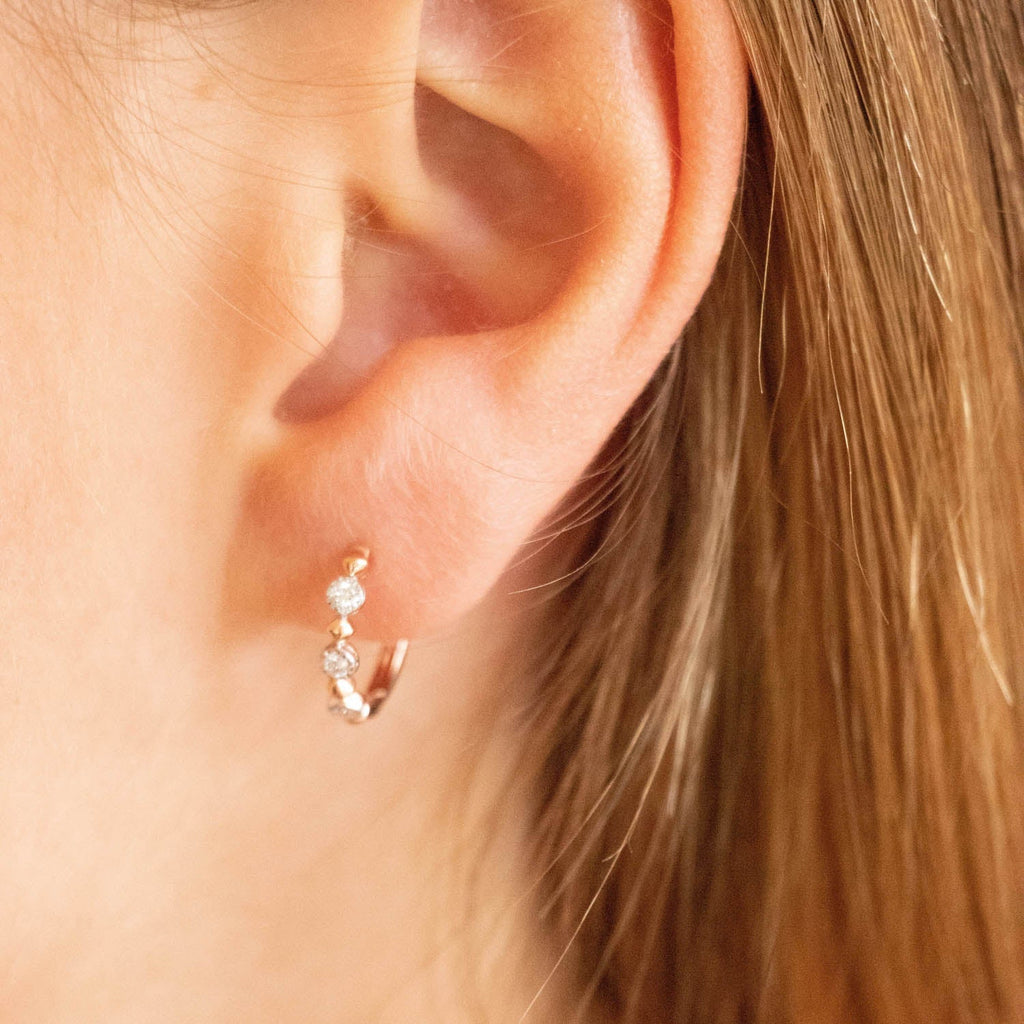 Hoop Earrings with 0.10ct Diamonds in 9K Rose Gold - Penelope Kate