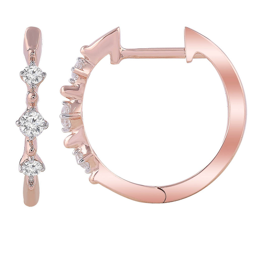 Hoop Earrings with 0.15ct Diamonds in 9K Rose Gold - Penelope Kate